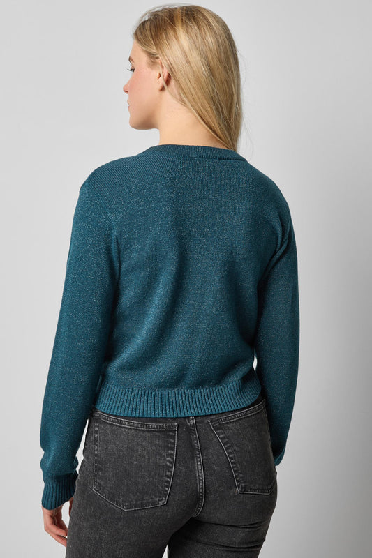 V-Neck Cardigan in color Deep Sea Sparkle Image A2