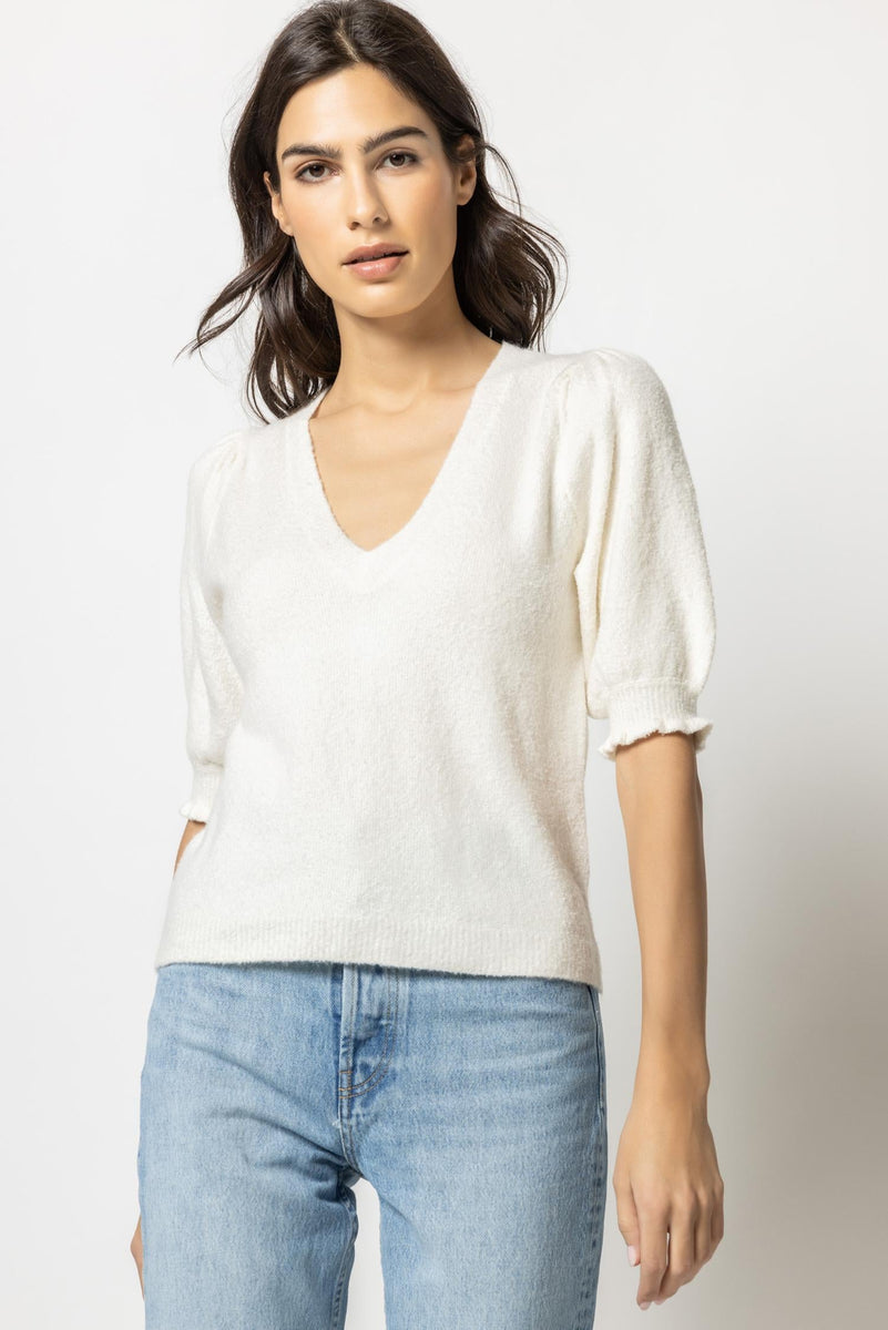 Elbow Sleeve VNeck Sweater