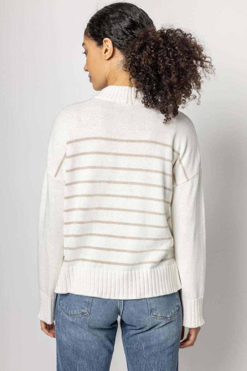 Easy Striped Mock Neck Sweater