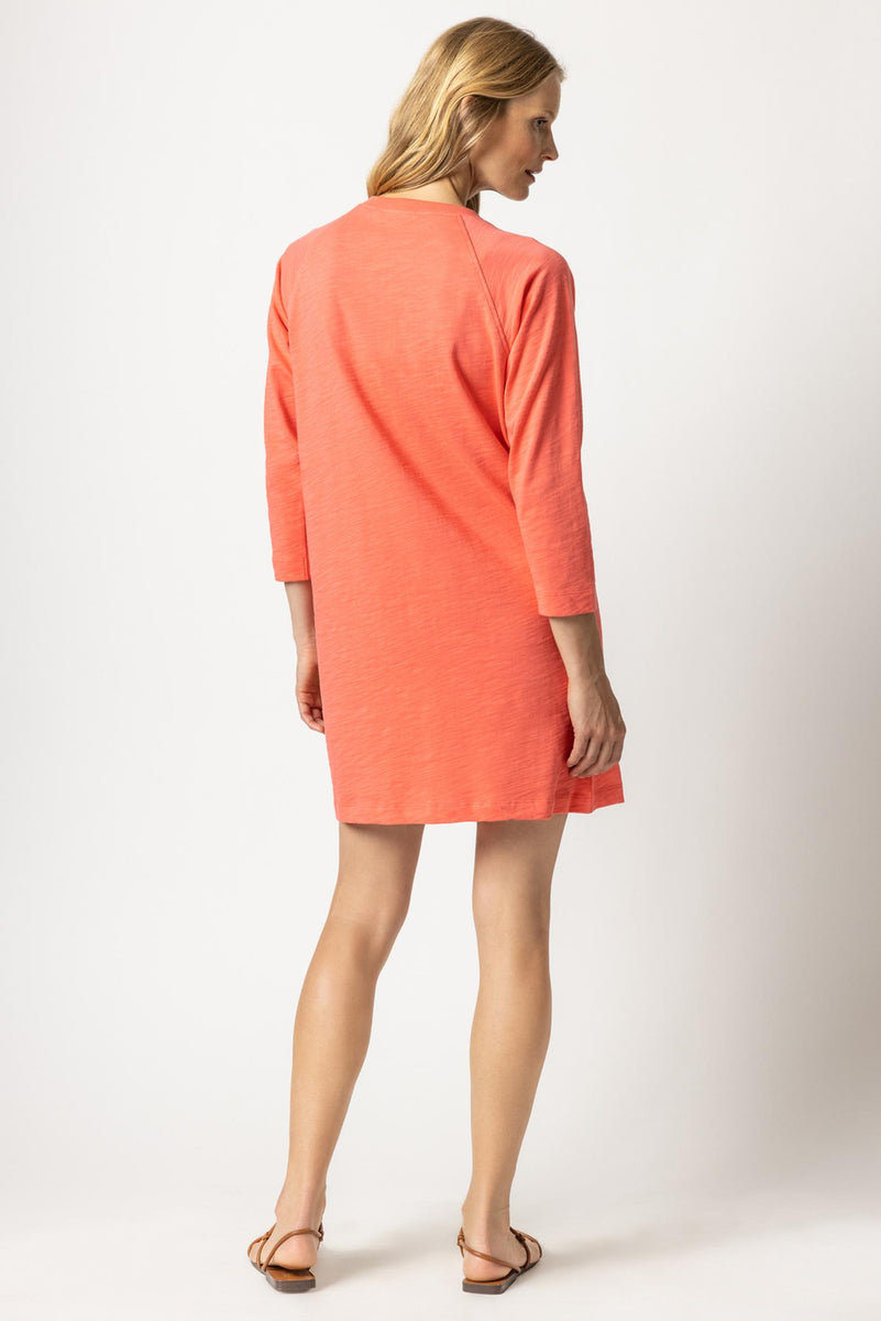 Lilla P 3/4 Sleeve Henley Dress Crocus PA2101-CRO - Island Farm