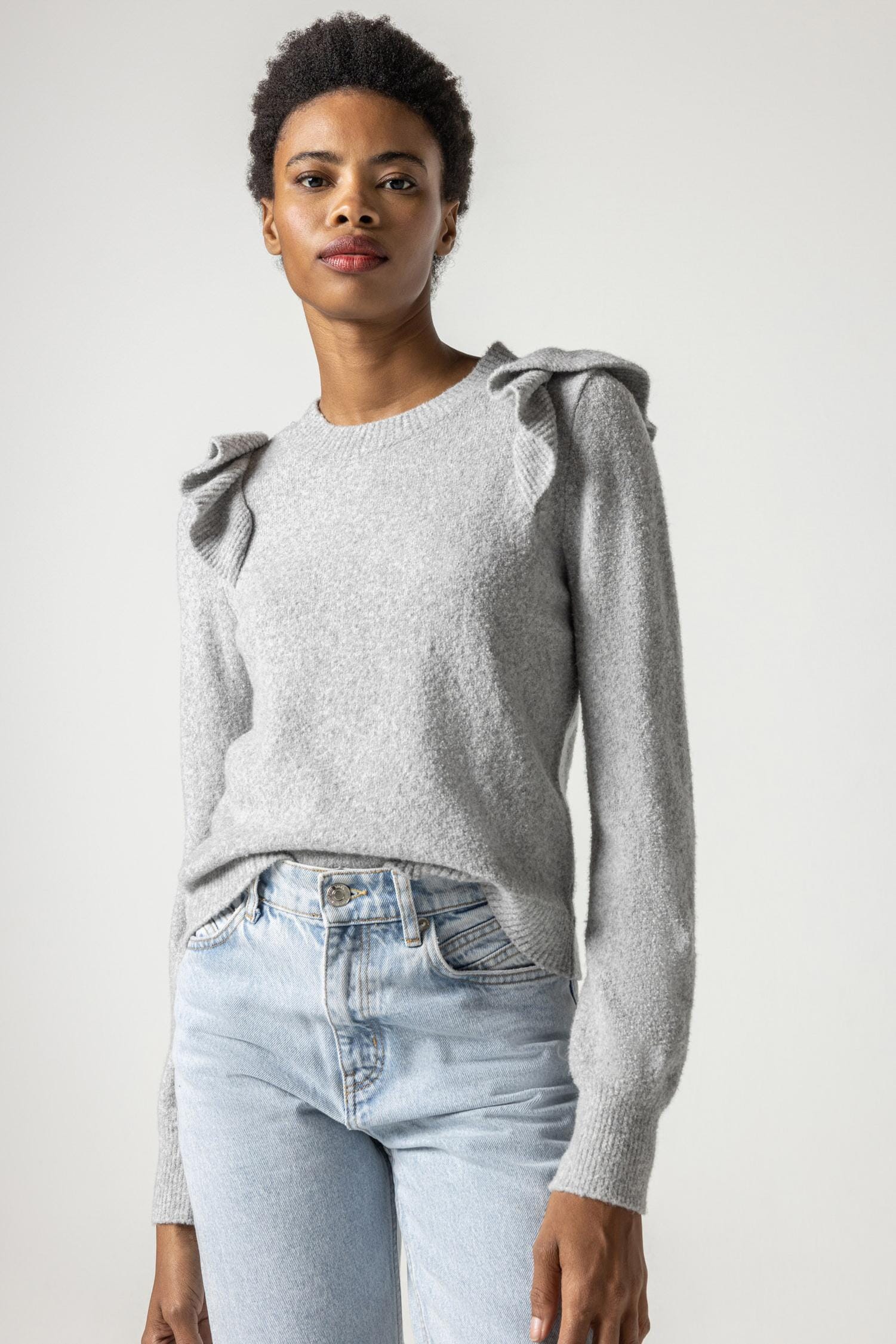 Easy Ruffle Crewneck Sweater