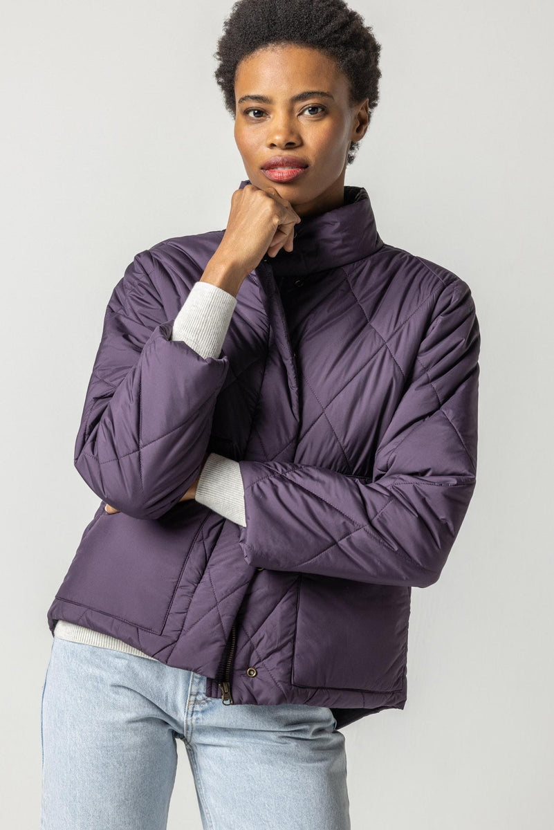 Purple puffer best sale jacket womens