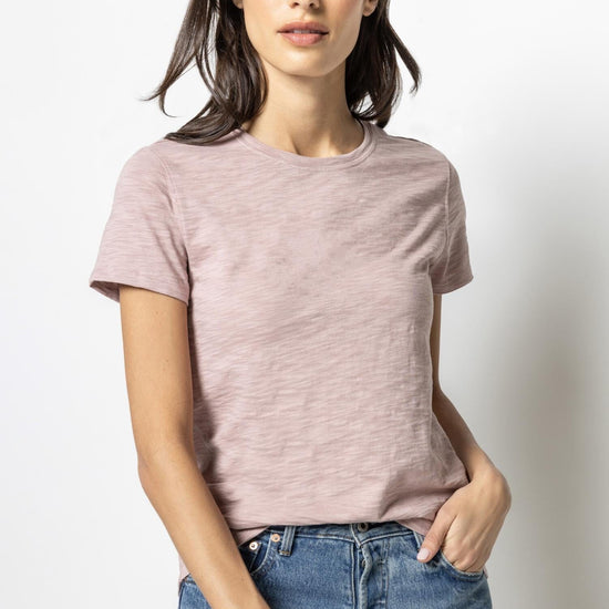 Short Sleeve Back Seam Tee Womens Top Dusty Rose A1