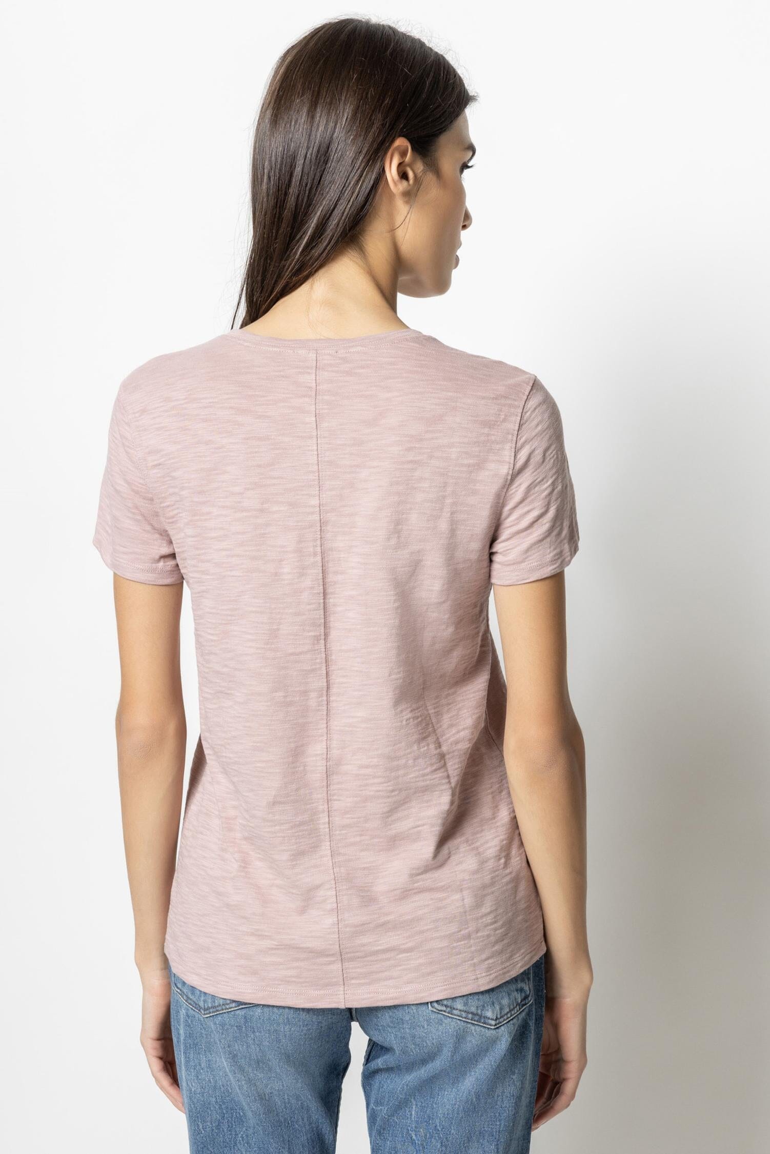 Short Sleeve Back Seam Tee Womens Top Dusty Rose A2