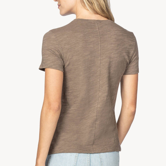 Short Sleeve Back Seam Tee Womens Top Fawn A2