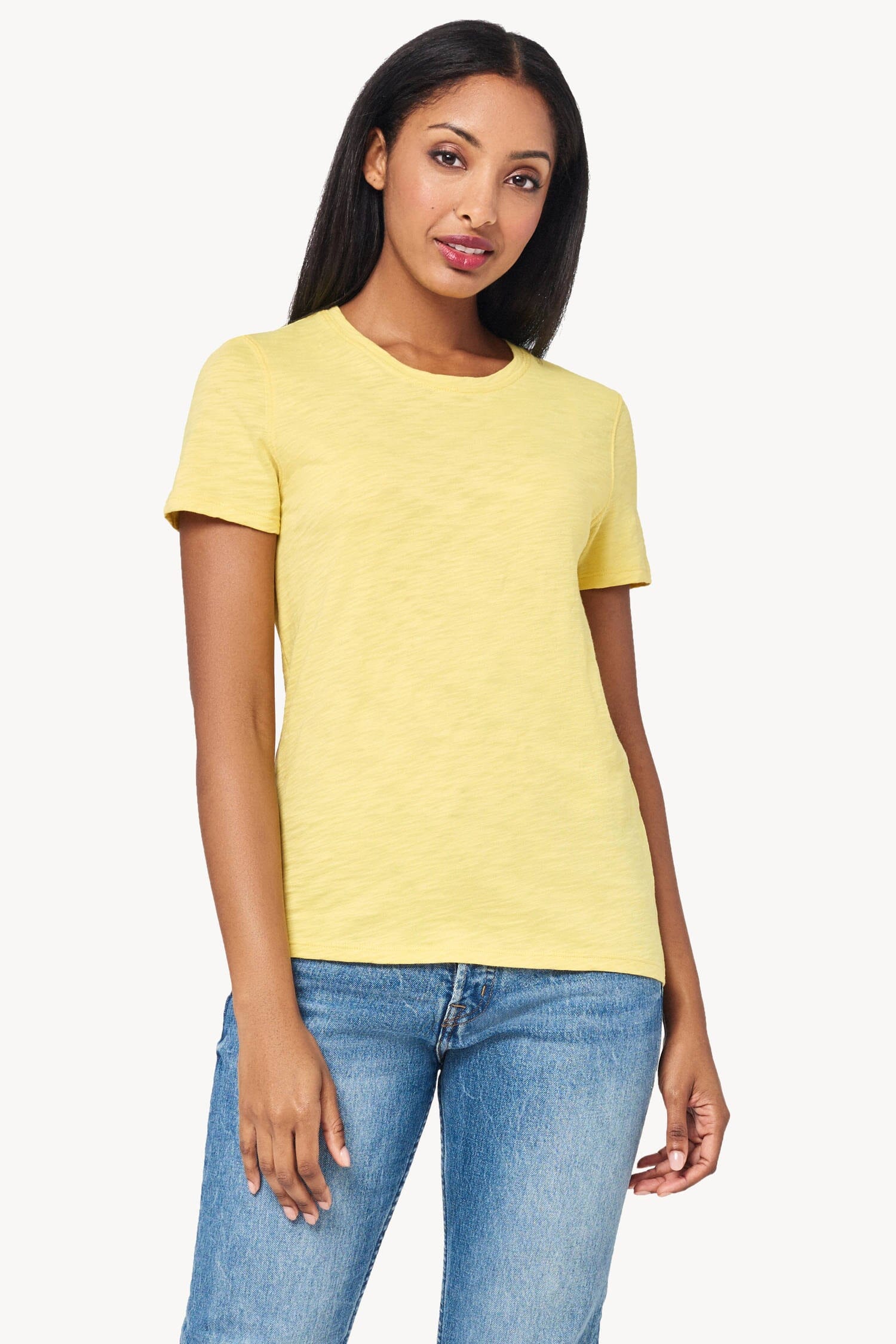 Short Sleeve Back Seam Tee Womens Top Lemongrass A1