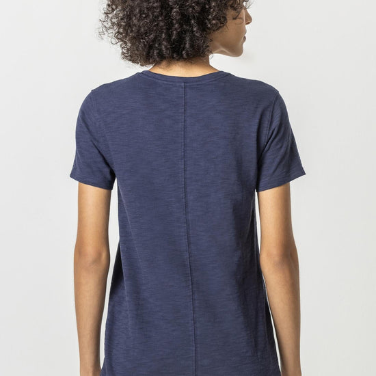 Short Sleeve Back Seam Tee Womens Top Navy A2