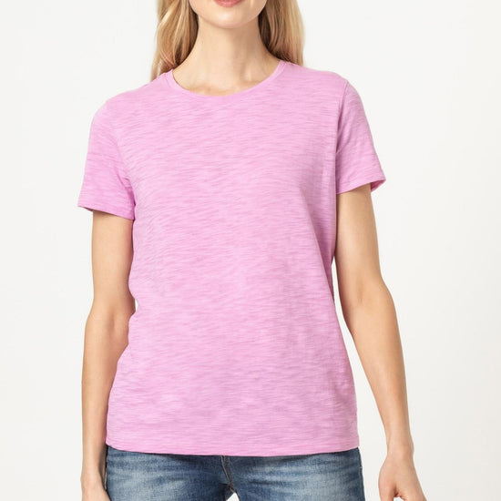 Short Sleeve Back Seam Tee Womens Top Orchid A1