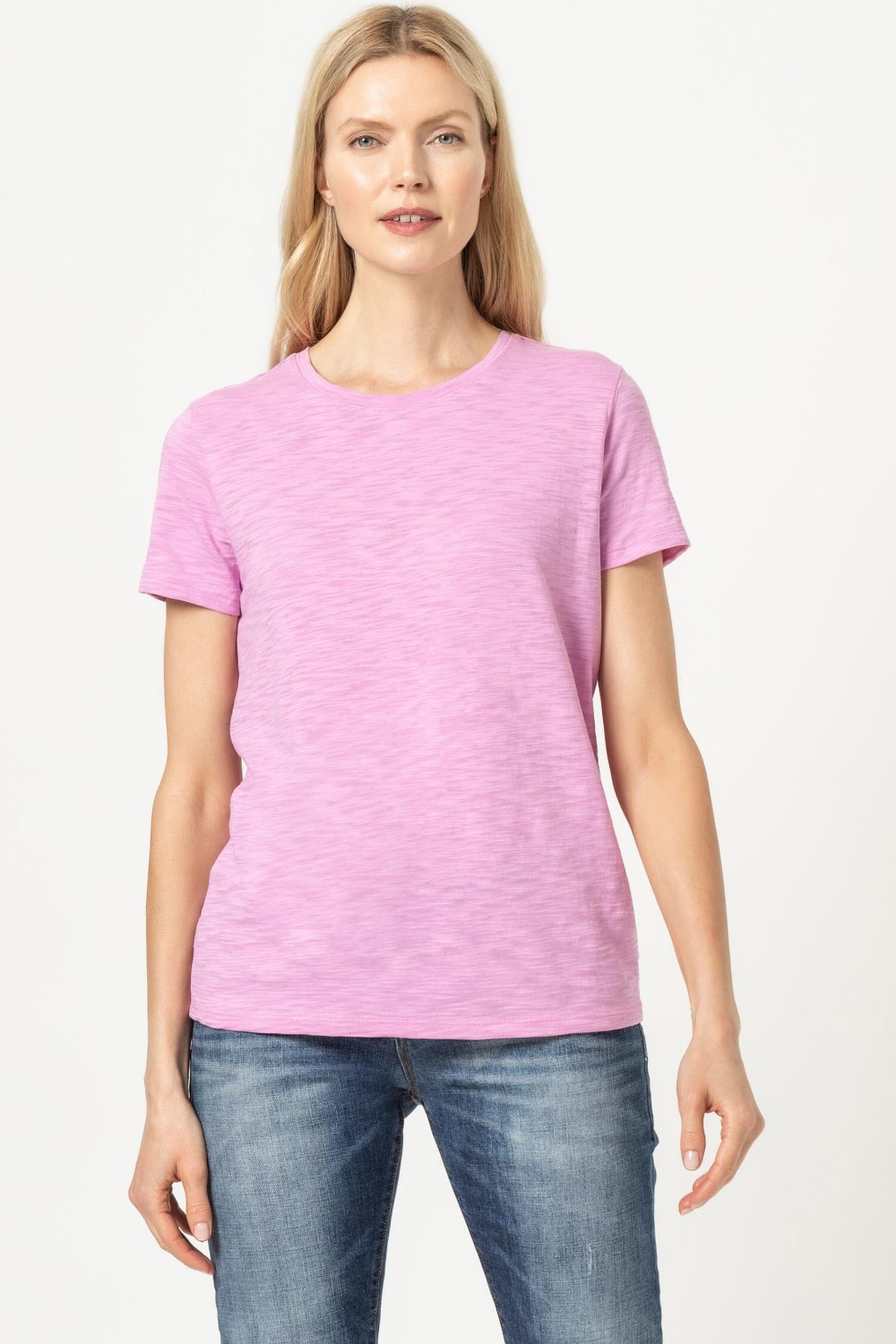 Short Sleeve Back Seam Tee Womens Top Orchid A1