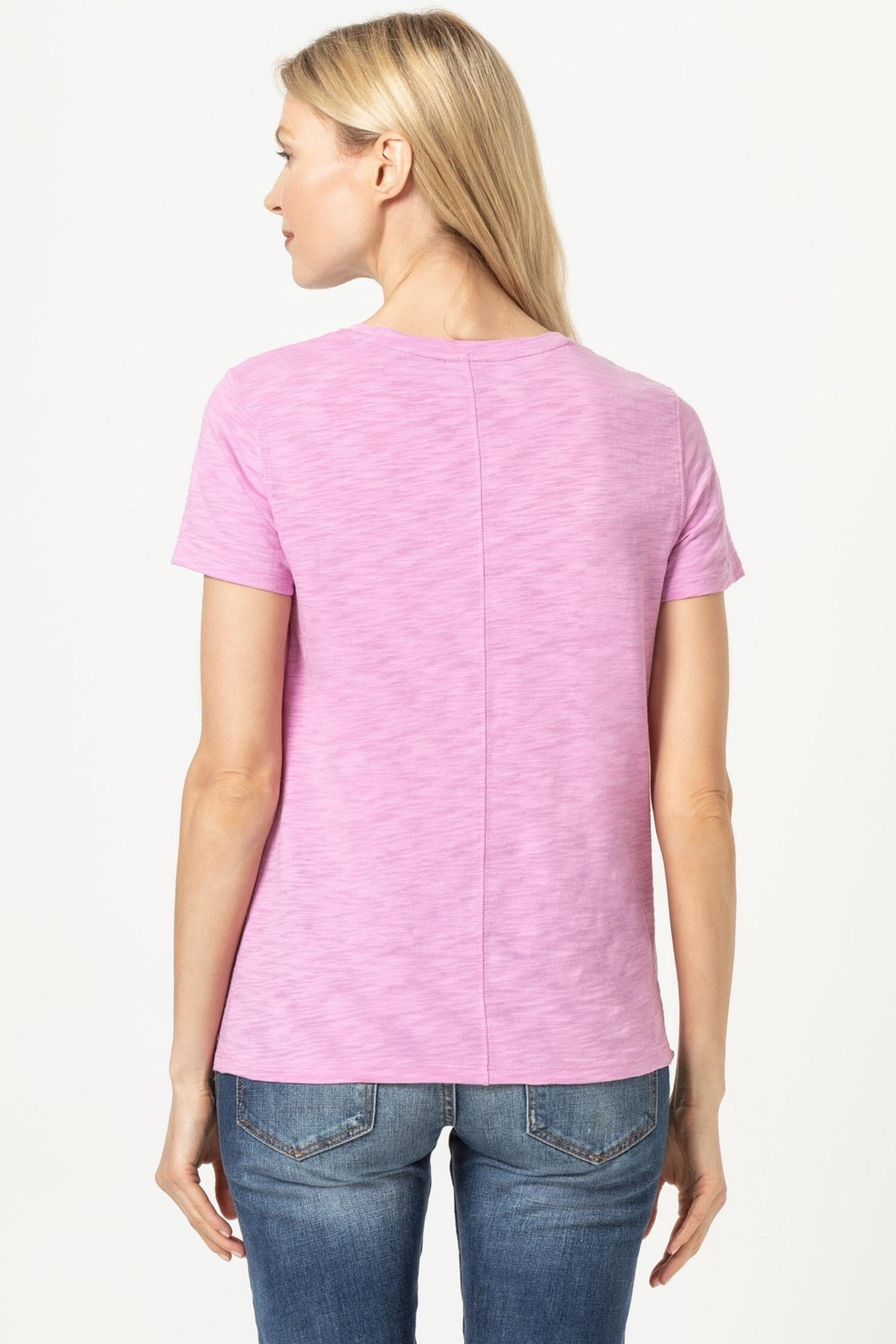 Short Sleeve Back Seam Tee Womens Top Orchid A2