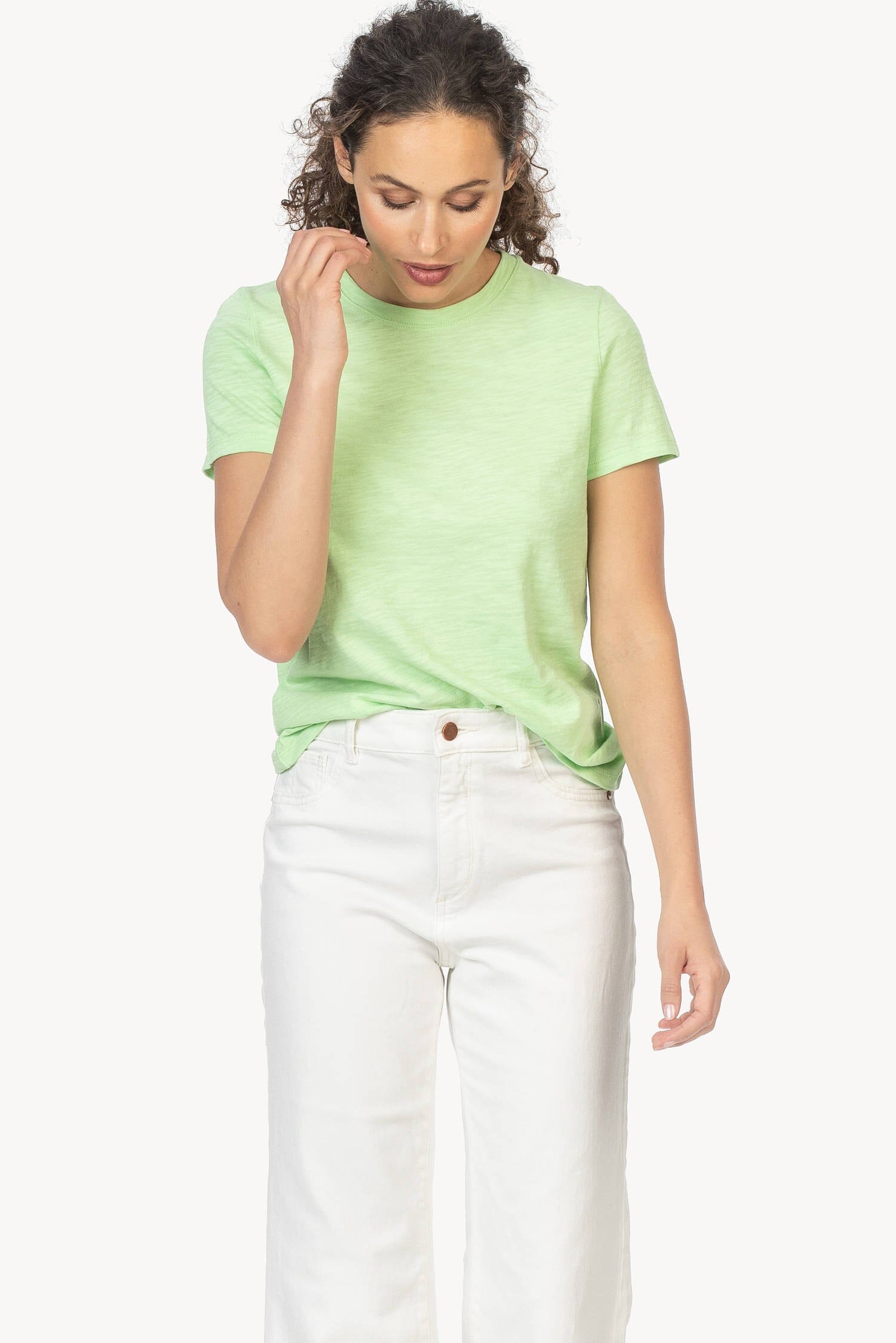 Short Sleeve Back Seam Tee Womens Top Pistachio A5