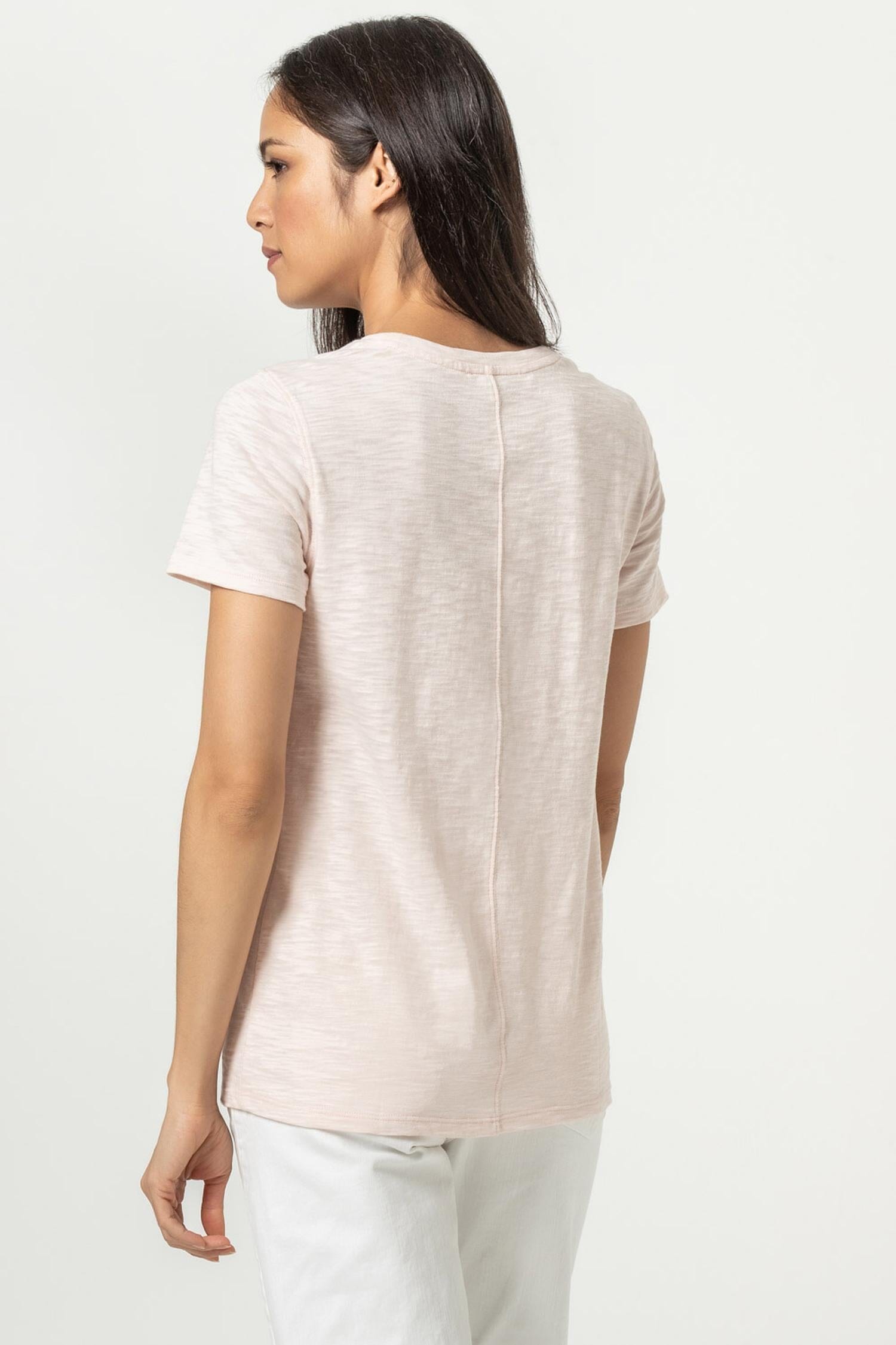 Short Sleeve Back Seam Tee Womens Top Peony A2