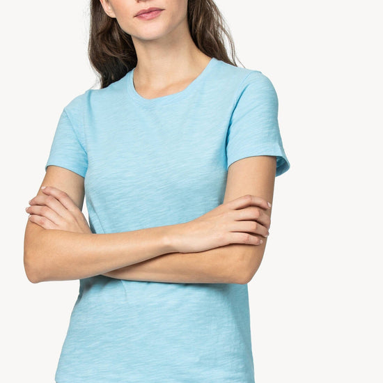 Short Sleeve Back Seam Tee Womens Top Sky A1