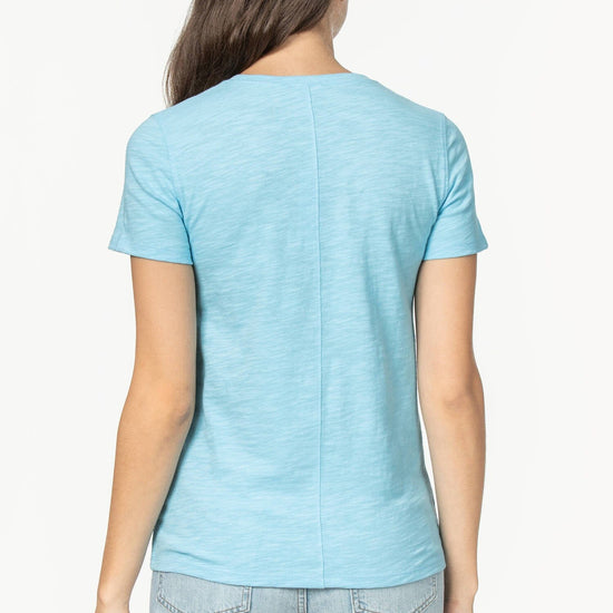 Short Sleeve Back Seam Tee Womens Top Sky A2