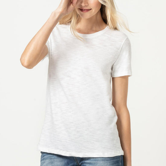 Short Sleeve Back Seam Tee Womens Top White A1