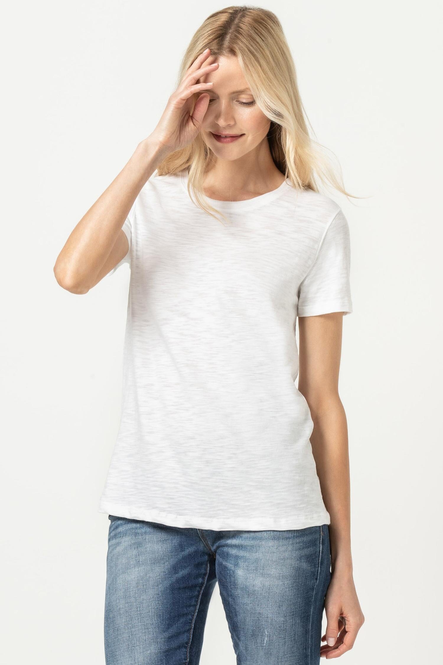 Short Sleeve Back Seam Tee Womens Top White A1