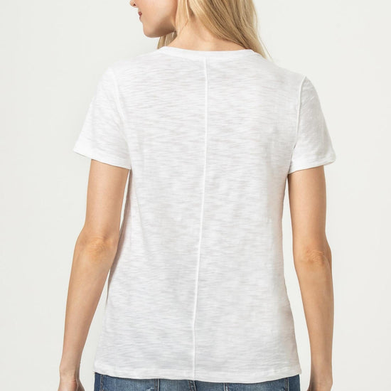 Short Sleeve Back Seam Tee Womens Top White A2