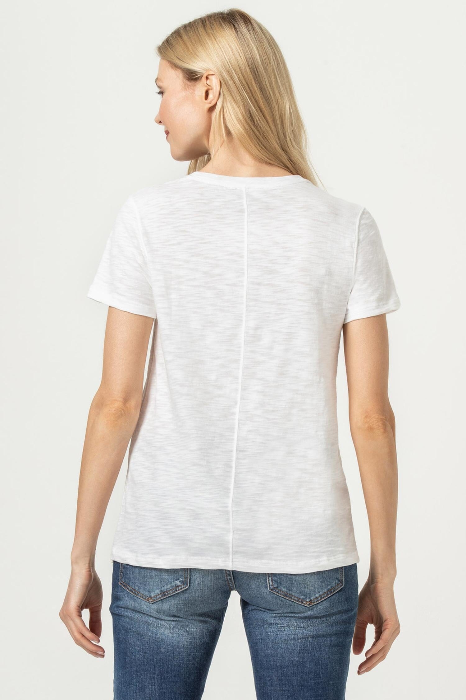 Short Sleeve Back Seam Tee Womens Top White A2