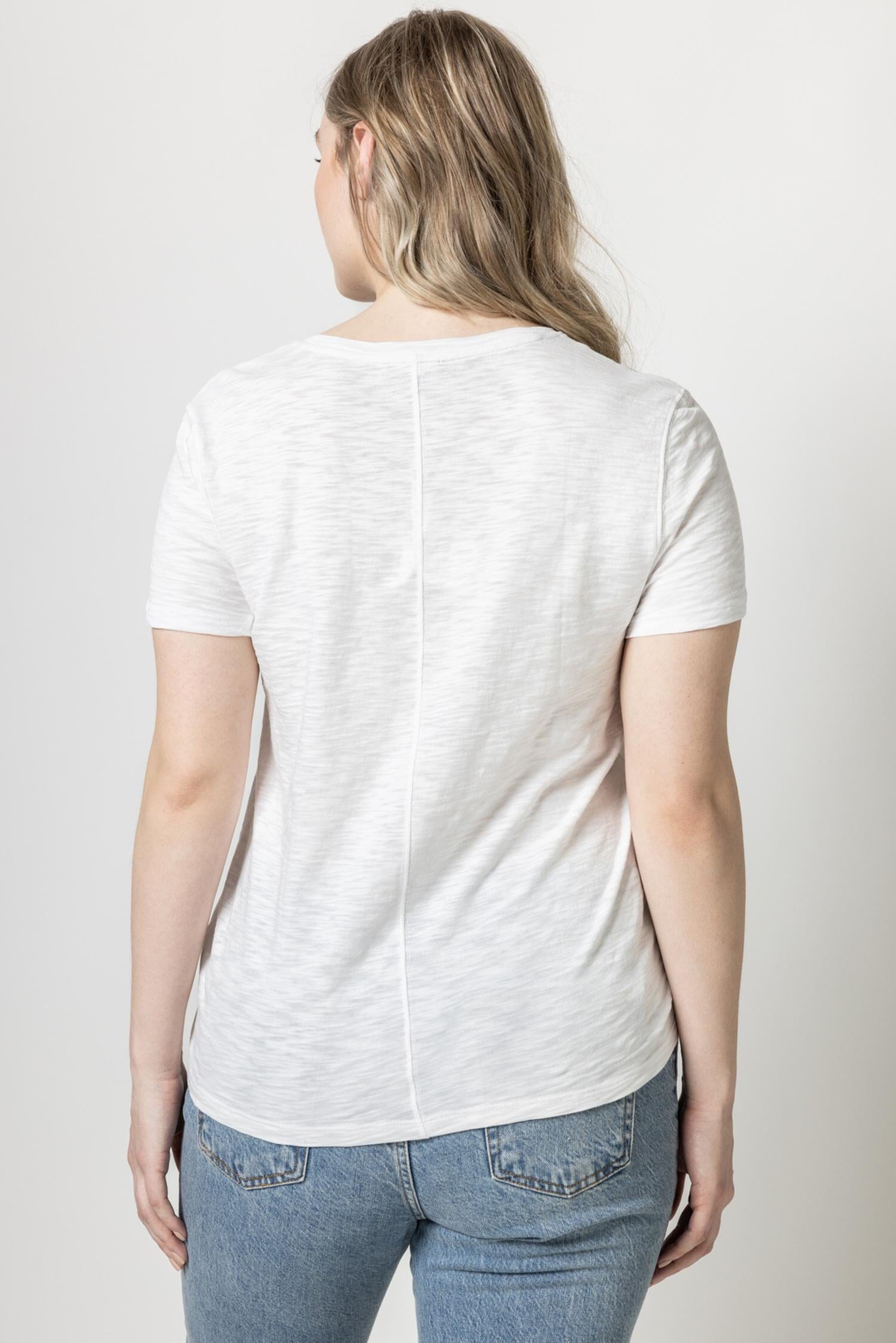 Short Sleeve Back Seam Tee Womens Top White A6