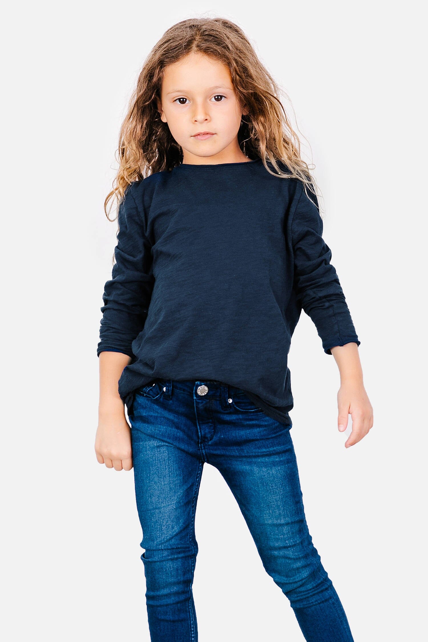 Long Sleeve Tee Womens Top Navy A1