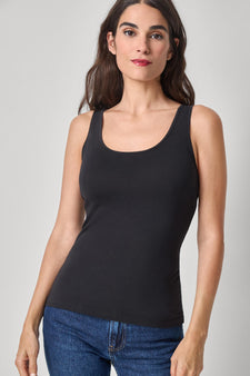 Scoop Tank Womens Top Black A1