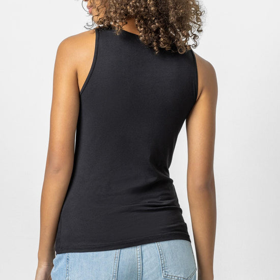 Scoop Tank Womens Top Black A2