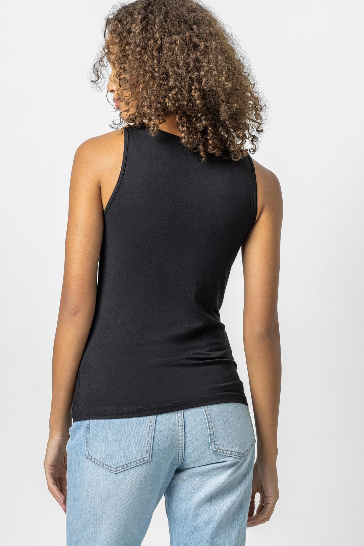 Scoop Tank Womens Top Black A2