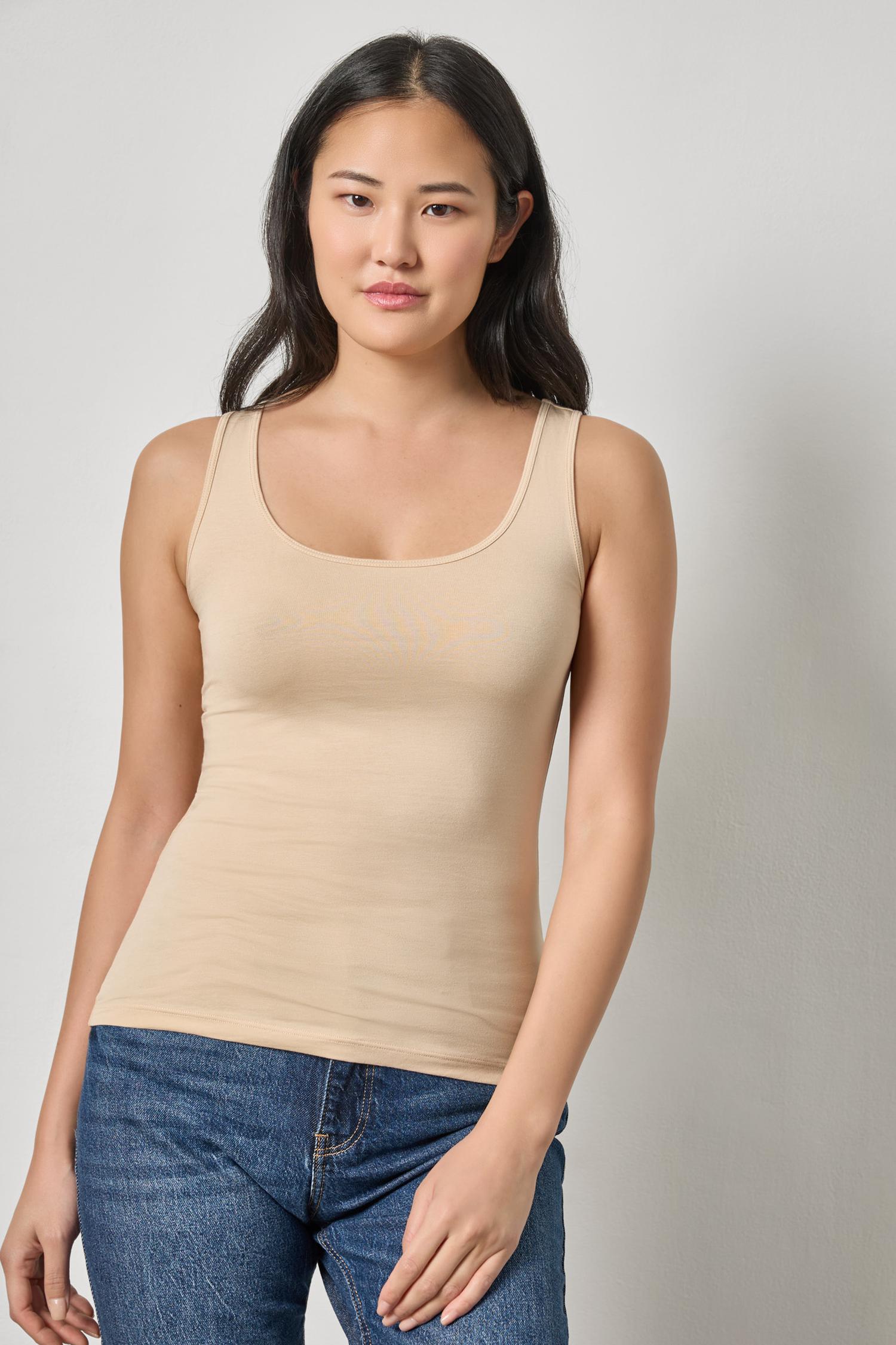 Scoop Tank Womens Top Nude A1