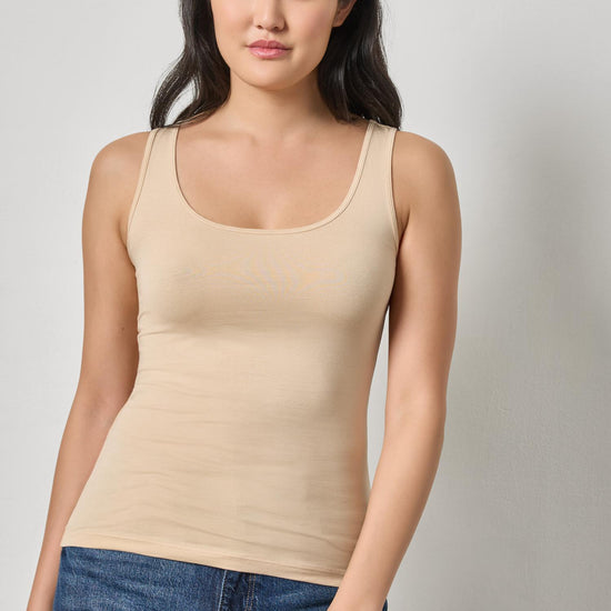 Scoop Tank Womens Top Nude A1