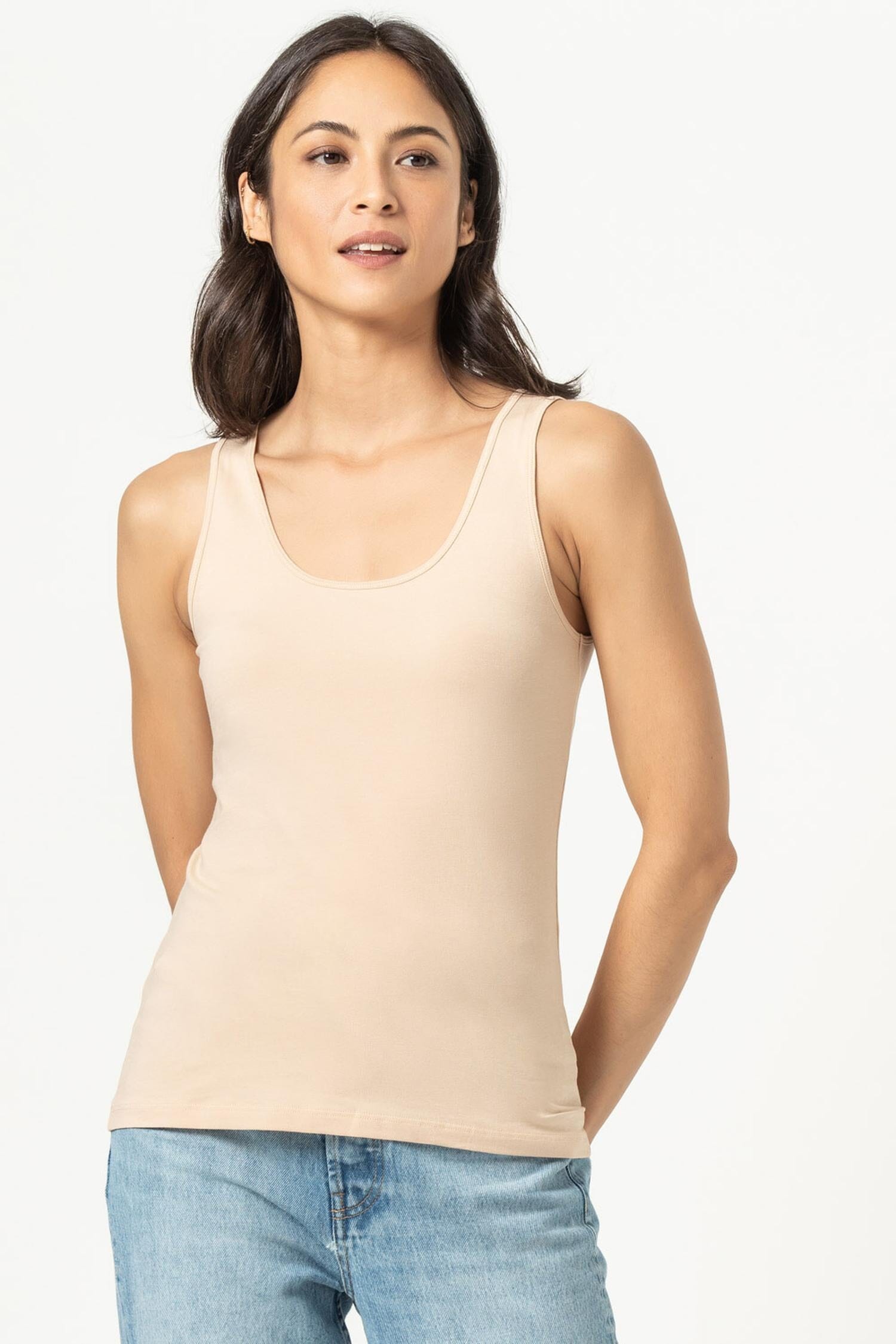 Scoop Tank Womens Top Nude A5