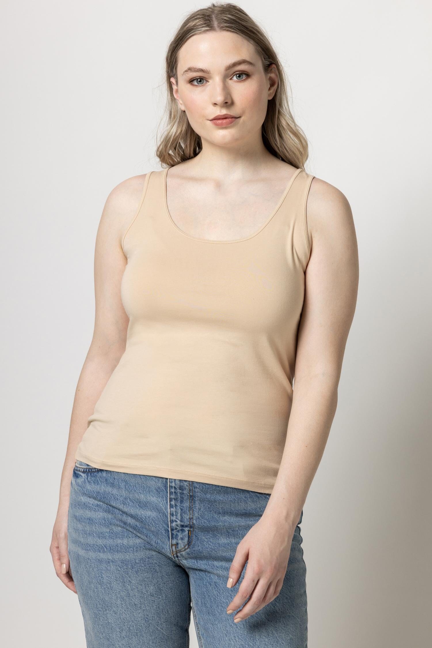 Scoop Tank Womens Top Nude A6