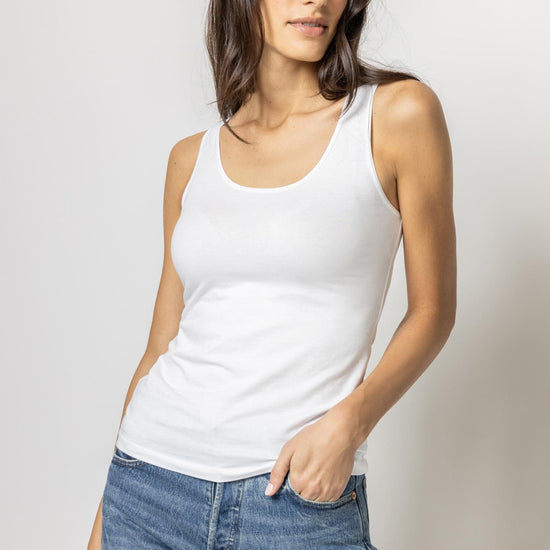 Scoop Tank Womens Top White A1