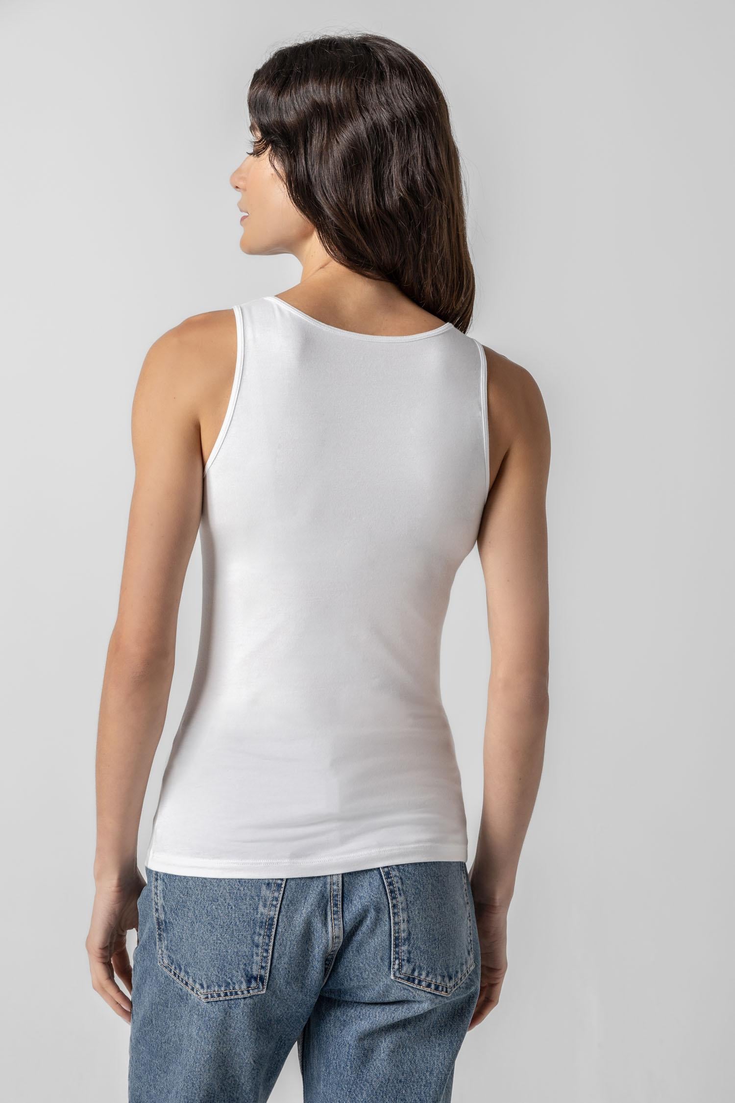 Scoop Tank Womens Top White A3