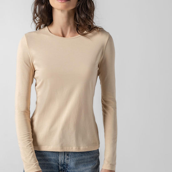 Long Sleeve Crew Tee Womens Top Nude A1