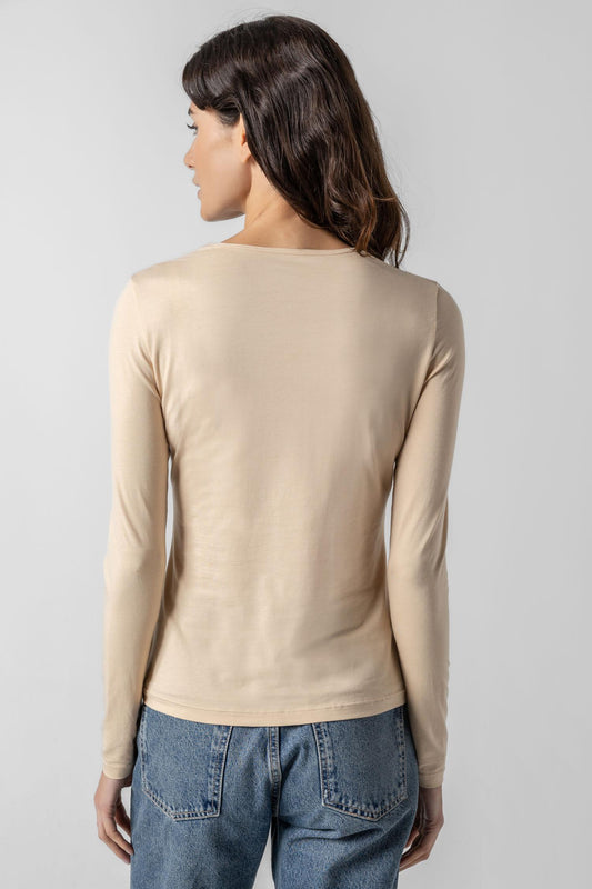 Long Sleeve Crew Tee Womens Top Nude A2
