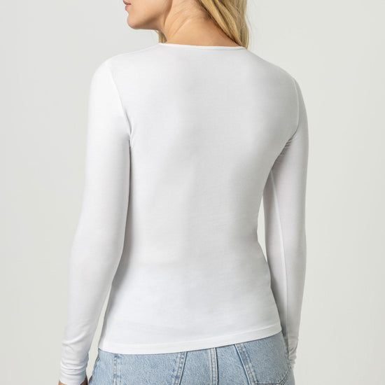 Long Sleeve Crew Tee Womens Top White A2