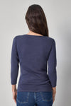 3/4 Sleeve Boatneck Womens Top Dark Navy A2