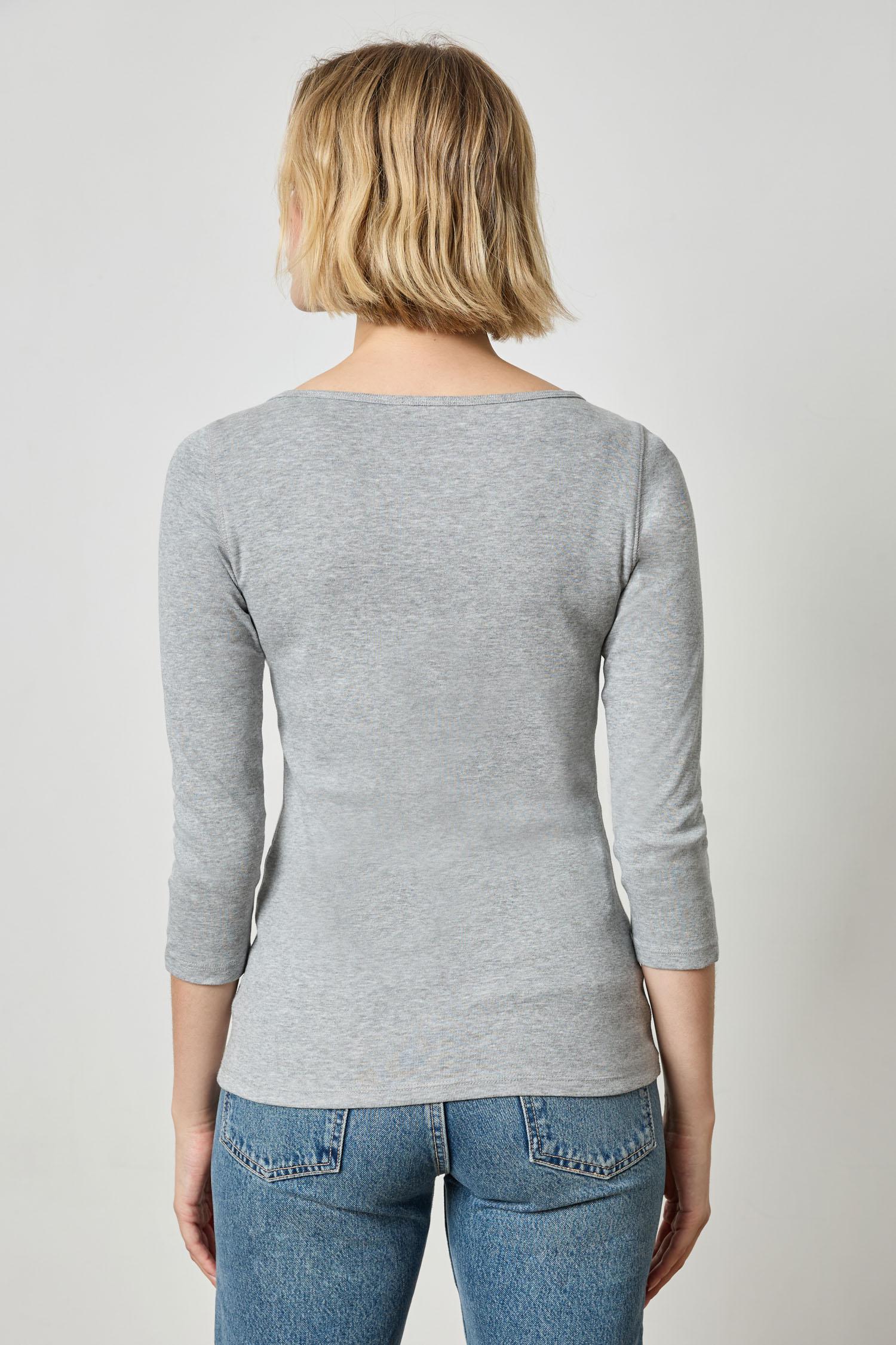 3/4 Sleeve Boatneck in color Heather Grey Image A2