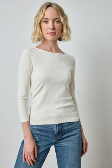 3/4 Sleeve Boatneck in color Rope Image A1