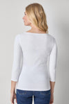 3/4 Sleeve Boatneck Womens Top White A2