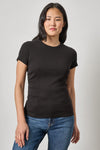 Short Sleeve Crew Womens Top Black A1