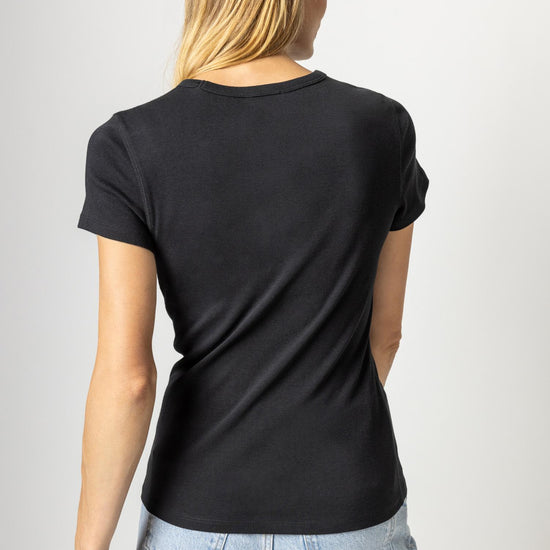 Short Sleeve Crew Womens Top Black A3