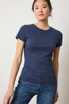 Short Sleeve Crew Womens Top Dark Navy A1