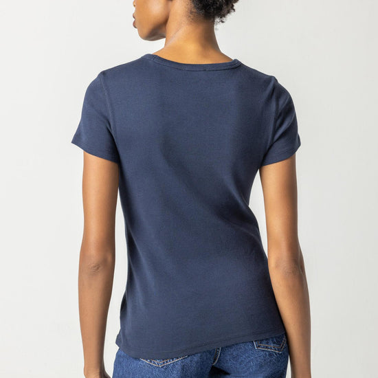 Short Sleeve Crew Womens Top Dark Navy A2