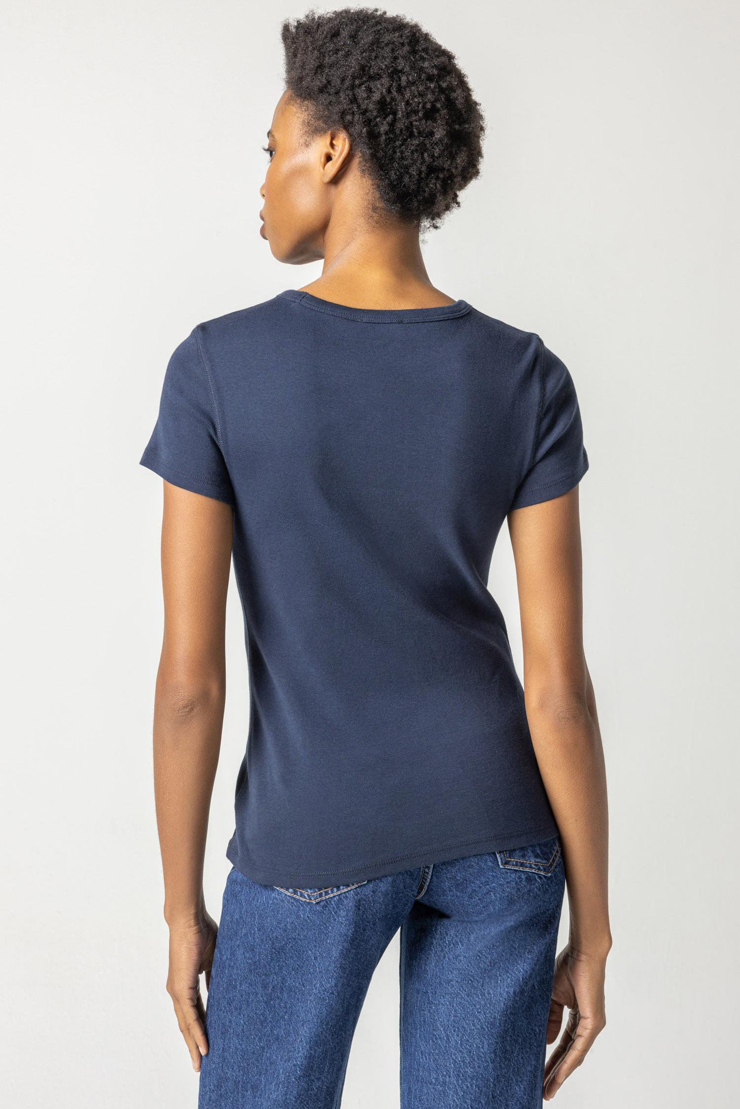 Short Sleeve Crew Womens Top Dark Navy A2