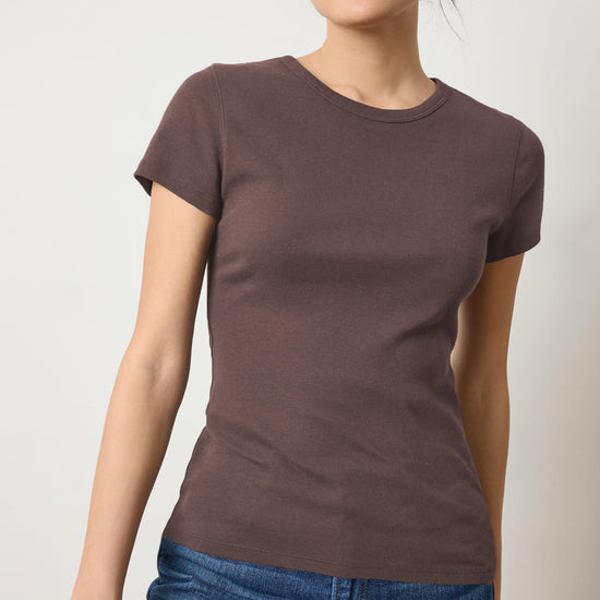 Short Sleeve Crew Womens Top Espresso A1