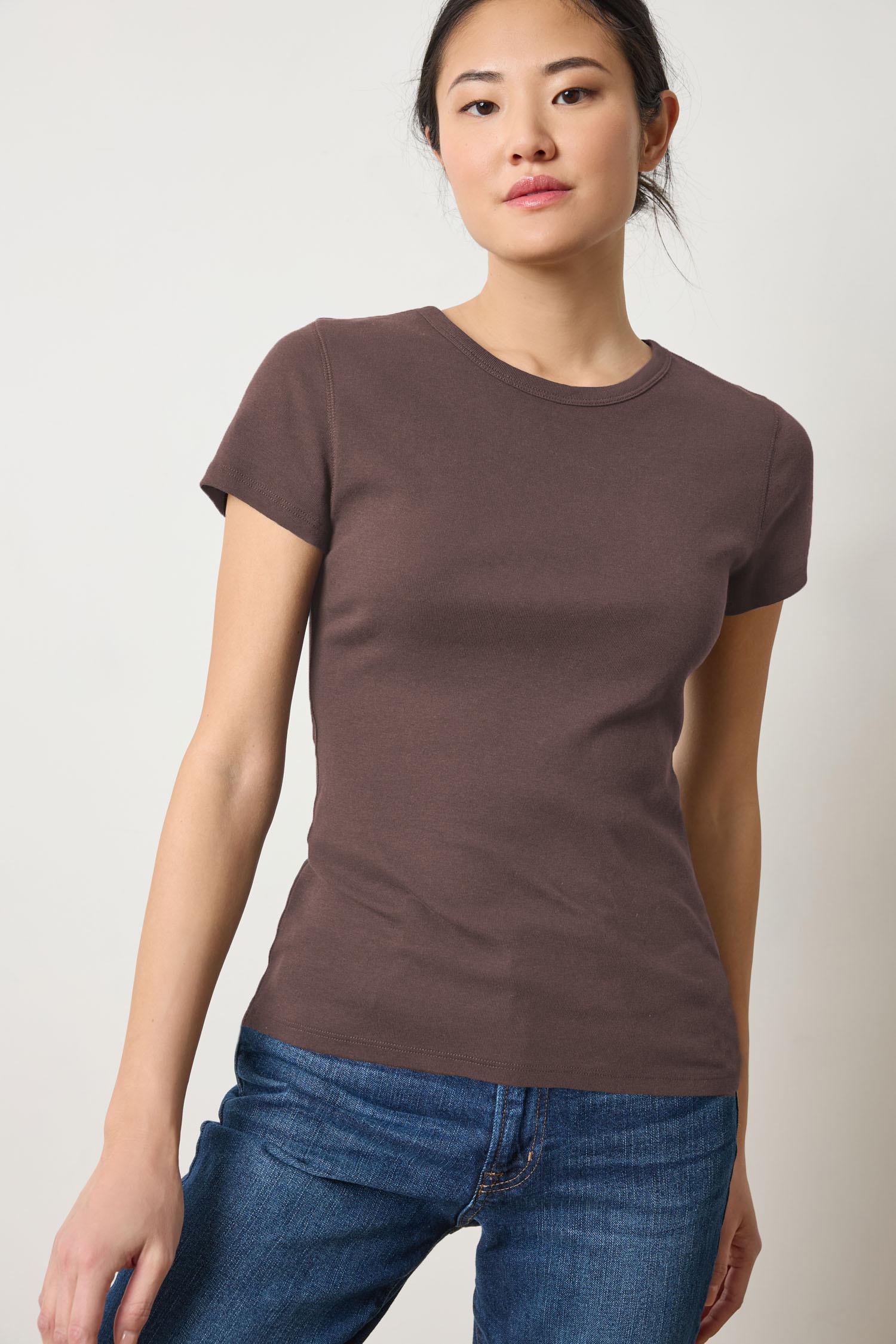 Short Sleeve Crew Womens Top Espresso A1