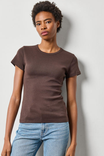 Short Sleeve Crew in color Espresso Image A1