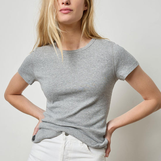 Short Sleeve Crew Womens Top Heather Grey A1