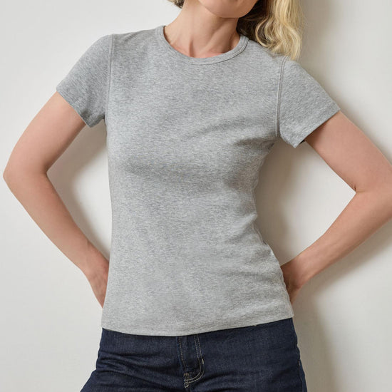 Short Sleeve Crew Womens Top Heather Grey A1